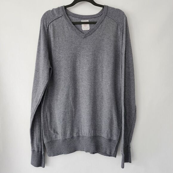 Fossil 54 Gray Long Sleeve‎ V-neck heathered sweater mens size L - Picture 1 of 8